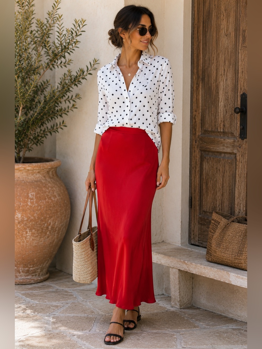 ZSupply Classic Red Satin Maxi Skirt Elegant Everyday A-Line Maxi Size Medium